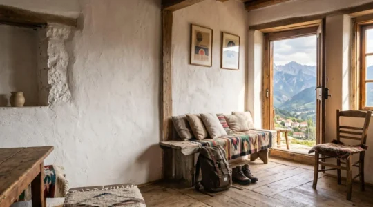Comfortable budget hostel common area in North Macedonia with travelers