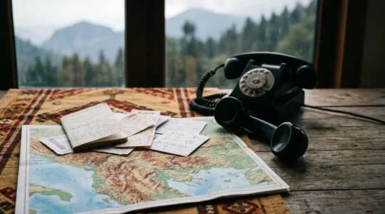 Travel planning scene showing offline booking challenges in North Macedonia